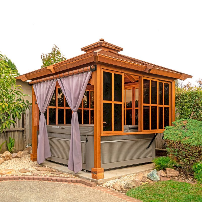 Hot Tub Enclosure Kits Hot Tub Pavilion Kit Made of Redwood
